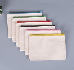 Cremallera en blanco Bolsa de lápiz de lona de alta capacidad 21X12cm joyería de perlas bolsas de cosméticos de almacenamiento multicolor Productos para el cuidado de la piel bolsos de perfume