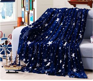 Couverture 55 étoiles brillantes couvre-lit blanke haute densité Super doux flanelle à sur pour le canapé-lit voiture Plaids portables 230809