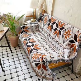 Couverture bohème rétro Plaid extérieur pique-nique tapis plage feuille d'érable indien Totem lit canapé couverture décoration 221203