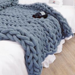 Deken chenille chunky gebreide wevende mat gooi stoel decor warm garen huis voor pography 221130