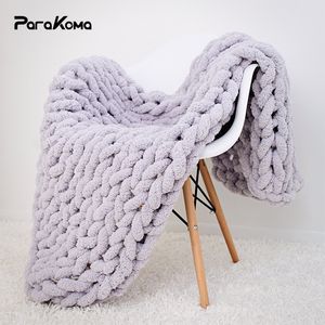 Deken kleurrijk chenille chunky gebreide weven word warm garen zacht huisdecor pluizig voor bedden 230221