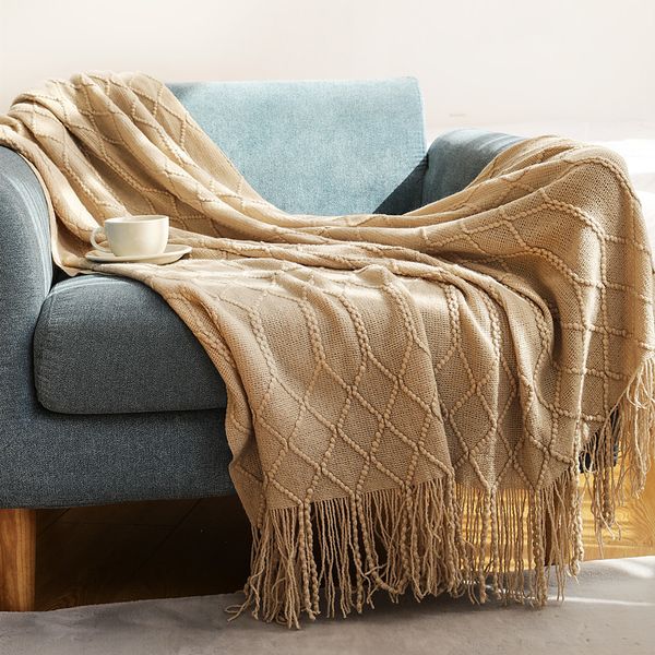 Couverture couverture queue lit couverture canapé tour serviette nordique laine couverture hiver bureau sieste tricot canapé