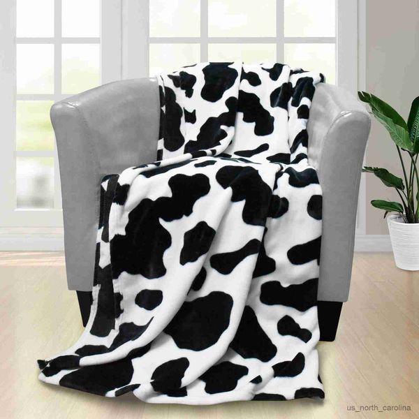 Couverture Vache Imprimer Couverture Noir Blanc Lit Vache Jette Doux Canapé Canapé Confortable Chaud Petite Couverture En Peluche Cadeau pour Fille Maman Chambre Décor R230615