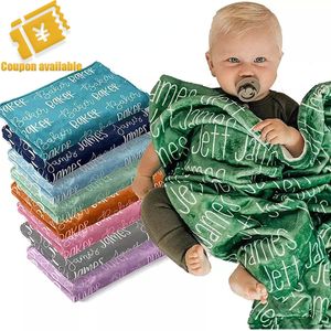 Couverture personnalisée en flanelle avec nom, pour adultes et enfants, bébé, doux, exclusif, enveloppé en laine, cadeau d'anniversaire, 221122