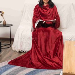 Couverture Deluxe Wearable Blanket avec manches et poche Cozy Soft Fleece Plush Wrap Throws Couverture Robe pour femmes et hommes R230617