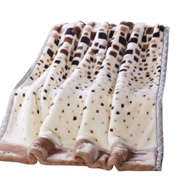 Manta de doble capa Raschel para camas invierno suave cálido esponjoso espesar lana visón tiro tamaño único piel sintética 230221