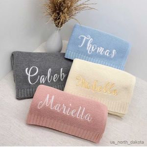 Cobertor com Nome Bordado para Bebê Cobertor para Chuveiro de Bebê Cobertor para Bebê Recém-nascido Presente Personalizado Macio Respirável Cobertor de Malha de Algodão R230616