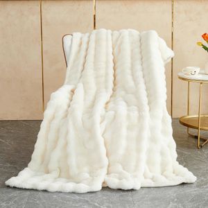 Manta Manta de piel de conejo sintética para invierno Calidez de lujo Manta súper cómoda para camas Manta de invierno cálida de alta gama para sofá 231129