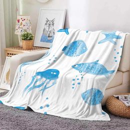 Couverture Poisson Jeter Couverture Méduse Océan Animaux Flanelle Polaire pour Toutes Saisons Cadeau Lit Canapé Canapé Salon Queen Size Léger R230615