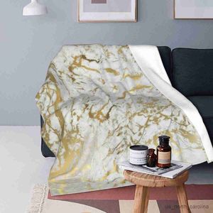 Deken goud op wit fleece gooien deken moderne geometrische grafische deken voor slaapbank slaapkamer bed bank stoel of vloer zachte quilt R230615