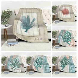 Deken Kniedeken geruite bank warm winter sprei deken decoratie onderwaterwereld stijl warme wol Scandinavische planten zacht en harig HKD230925