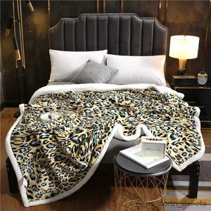 Couverture de luxe doré imprimé léopard thermique canapé jeter couverture décorative canapé couverture doux polaire jeter couverture R230616