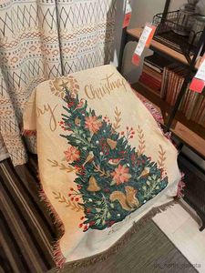 Couverture joyeux noël tricoté couverture animaux écureuil pin arbre voyage couverture pour chambre canapé bureau couvre-lit R230616