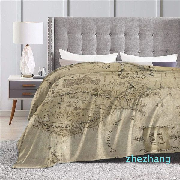 Couverture carte de la terre du milieu, en velours Ultra doux, léger, couette de lit, polaire Durable, décoration de maison