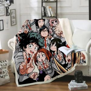 Deken mijn helden academie collage anime 3D geprinte fleece gooi flanel fuzz warm s sherpa voor pluche 230106