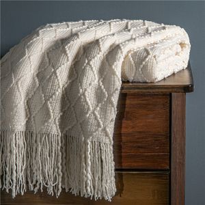 Couverture nordique tricot Plaid Super doux bohême pour lit canapé couverture couvre-lit sur le décor avec gland 221203