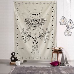 Couverture de sorcellerie psychédélique suspendu boho gitan de chambre à coucher décoration de chambre à la maison simple tarot fleur papillon