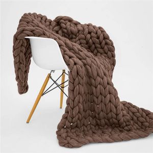 Couverture SEIKANO doux tricoté hiver épais canapé jeter grand fil itinérant gros fait à la main poids nordique décor à la maison 230114