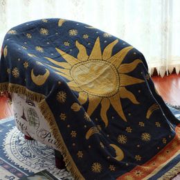 Deken selimut gaya inggris retro negara amerika sofa bulan matahari bantal anti debu seprai ganda tunggal 220613