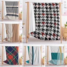 Deken Super Zachte Micro Fleece Tartan Plaid Pluche Lichtgewicht Decoratieve Bank Sofa Reis Schoot Bed Gooi Deken Full/Queen Size R230615