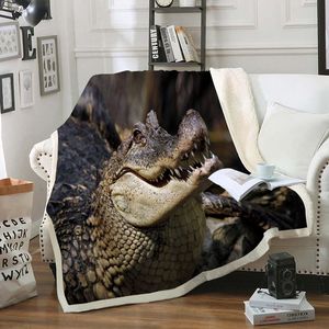 Deken Ultra-zachte fleece krokodil dier gedrukt flanel fluwelen pluche gooi deken hoge kwaliteit thuisgebruik draagbare sofa decor