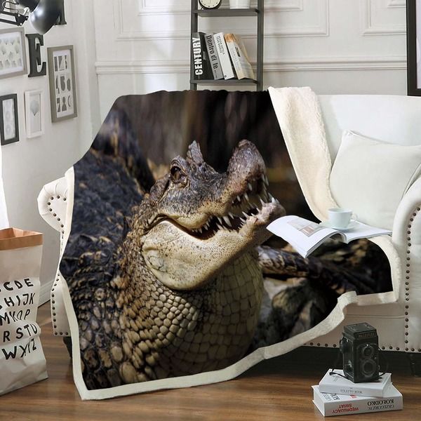 Couverture Ultra-douce polaire crocodile Animal imprimé flanelle velours peluche jeter couverture haute qualité usage domestique Portable canapé décor