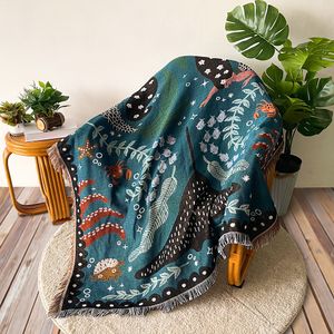 Deken vintage bankdekenworp Boheemse stoel omklep handdoek Soft Cotton Tapestry Tablecloth Family Decoration Boho Style Festival Gift 221122