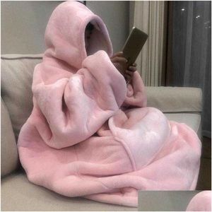 Deken Warm Dikke Tv Plover Winter Katoen Padded Cothes Lazy Pyjama's Hooded Buiten-Cold-Proof ADT Boys en Drop Delivery DHTKB