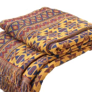 Couverture hiver coton tissé ligne canapé serviette tricoté épaissi chaud bohème Boho jeter sur lit voyage couvre-lit 221206