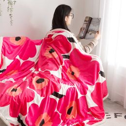 Couverture d'hiver peinte à fleurs, couvre-lit en cachemire épais et chaud, avec fleur de pavot, couvre-lit, Y2209
