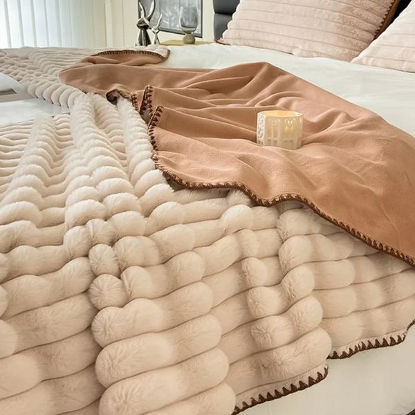 Couverture hiver chaud jette pour lit décor à la maison luxe avancé mode Girly coeur doux en peluche peau amicale sieste serviette couvre-lit 231128