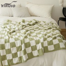 Manta YIRUIO Checkerboard Plaid Super Soft Cozy Choiceness Microfibra Downy Throw Bed Elegante edredón Colcha 221109
