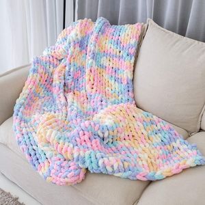 BlanketLarge Main Crochet Tricoté Chaise Couverture De Siège Fil Épais Divan Canapé Décor Plaid Femmes Wraps TV Consolateur Drop 221203