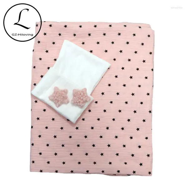 Couvertures 0-3 mois Nébworn Baby Hat Set Girls Soft Girls Receiving Swaddle Blanket Musline Cotton Fabric 4 couches Drop