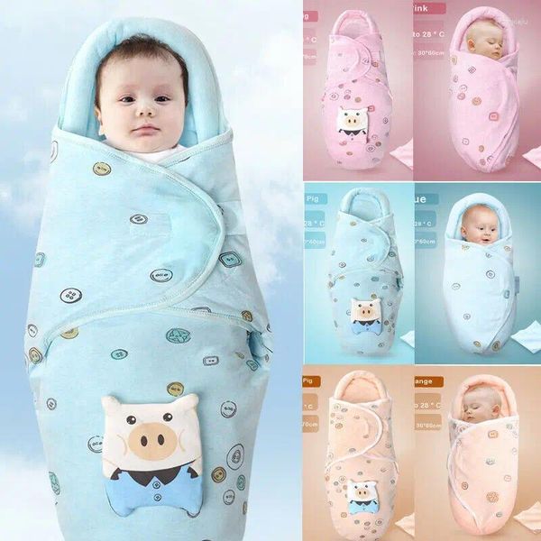 Couvertures 0-8m Born Baby Couverture Swaddle Toddler Coton Cutoon Mignon Sac de couchage chaud Hiver Sac de sommeil