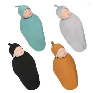 Dekens 1 set geboren swaddle wrap hoed katoen baby ontvangen deken beddengoed cartoon schattige baby slaapzak voor 0-6 maanden