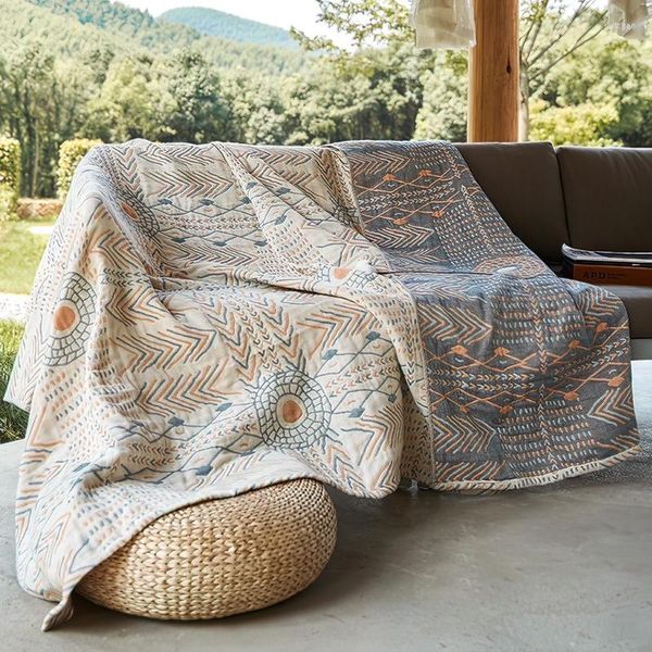 Couvertures 100% coton boho imprimé pour lits mousseline verte grande couverture de couvre-lit de lit d'été molle et de lit d'été