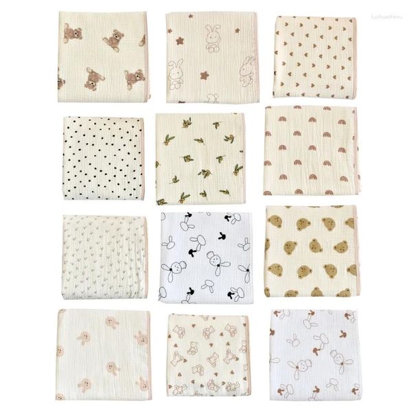 Couvertures 100x100cm Baby Wrap Couverture Cartoon Swaddle Coton 4 couches Serviette de bain Confort