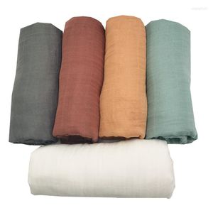 Couvertures 120 120cm Couverture de mousseline 70% coton de bambou 2 couches de bain gaze Wrap sac de nuit couverture de poussette couche-culotte en tissu