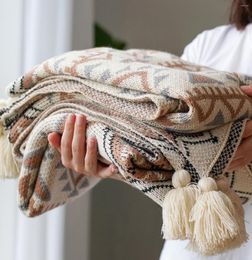 Couvertures 150 cm tricoté laine douce literie berceau poussette couverture gland Sherpa couette voyage canapé jeter fil
