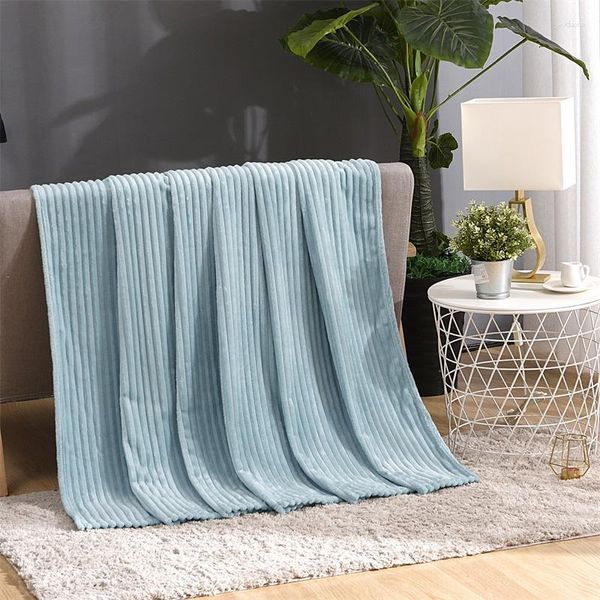 Couvertures 150X200cm rayé été mince couverture en flanelle douce pour chambre canapé en peluche polaire jeter couverture de linge de lit