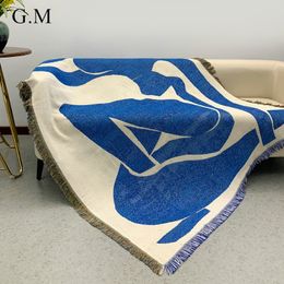 Mantas 160x130cm estilo Ins manta para sofá cama Vintage tejido borlas tapiz Jacquard Camping al aire libre Pinnic Mat 230711
