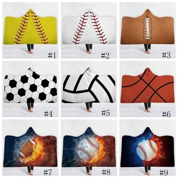 Mantas 18 estilo Manta de béisbol Fútbol Fútbol Softbol mantas con capucha 3D Impreso Deporte Sherpa Manta Niños Adultos Felpa Capa Toalla GGA