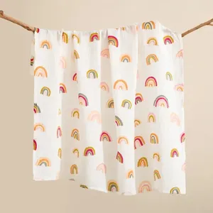 Couvertures 1pc coton coton couverture de mousseline 120 110cm 2 couches née bébé serviette de bain enveloppe de serviette en gros drop