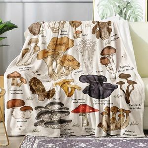 Couvertures 1pc Couverture de champignon en molleton de flanelle douce - Jeté de peluche botanique pour canapé-lit et décoration de la maison Style de confort toutes saisons