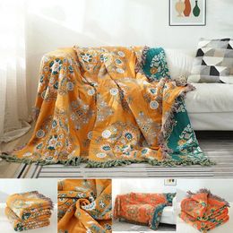 Couvertures 1pc Textile Ville Cotton Gauze Fleur Langue Flower Sofa Sofa Towel Double face Couverture de style européen.