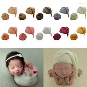 Mantas 2 PCS Bebé Recepción Manta Gorro Gorro Conjunto Bebés Dormir Swaddle Wrap Turbante Sombrero Nacido Pografía Accesorios Accesorios