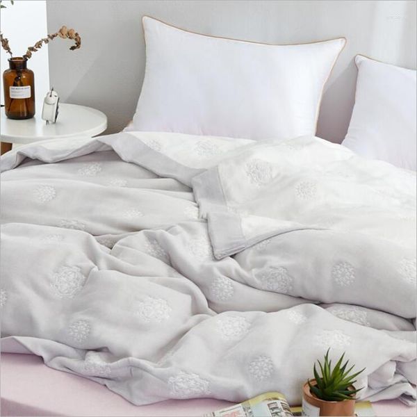 Couvertures 200 230cm 8 couches de mousseline de coton couverture de gaze douce plaid pour adultes sur le lit / canapé / avion / couvre-lit de voyage couvre-lit
