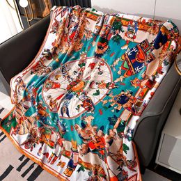 Mantas 200 230cm impresión de manta de lujo Brocade European Velvet Boda Regalos Air acondicionamiento Capa de la cama de la cama colcha #/