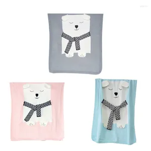 Couvertures 2024 Polar Bear Enfants Couverture tricotée Né Infantile Dormir Swaddle Wrap Sleepsack Literie Canapé Tapis de plage